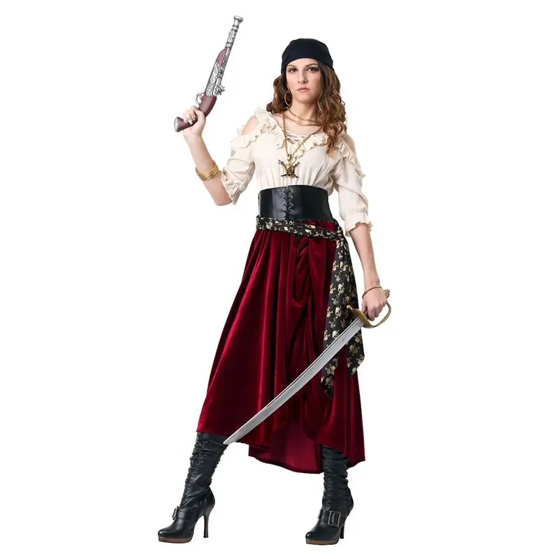 Déguisement de Capitaine Pirate des Caraïbes pour Femme Adulte, Ensemble de Costume Cosplay, ixd'Halloween, 7,5