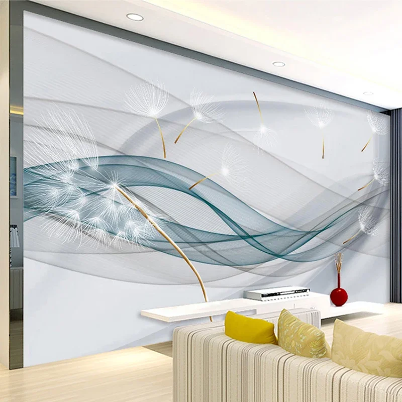 Custom Mural Wallpaper 3D Abstract Art Beautiful Fashion Line Dandelion Wall Painting Living Room TV Sofa Bedroom 3D Home Decor
