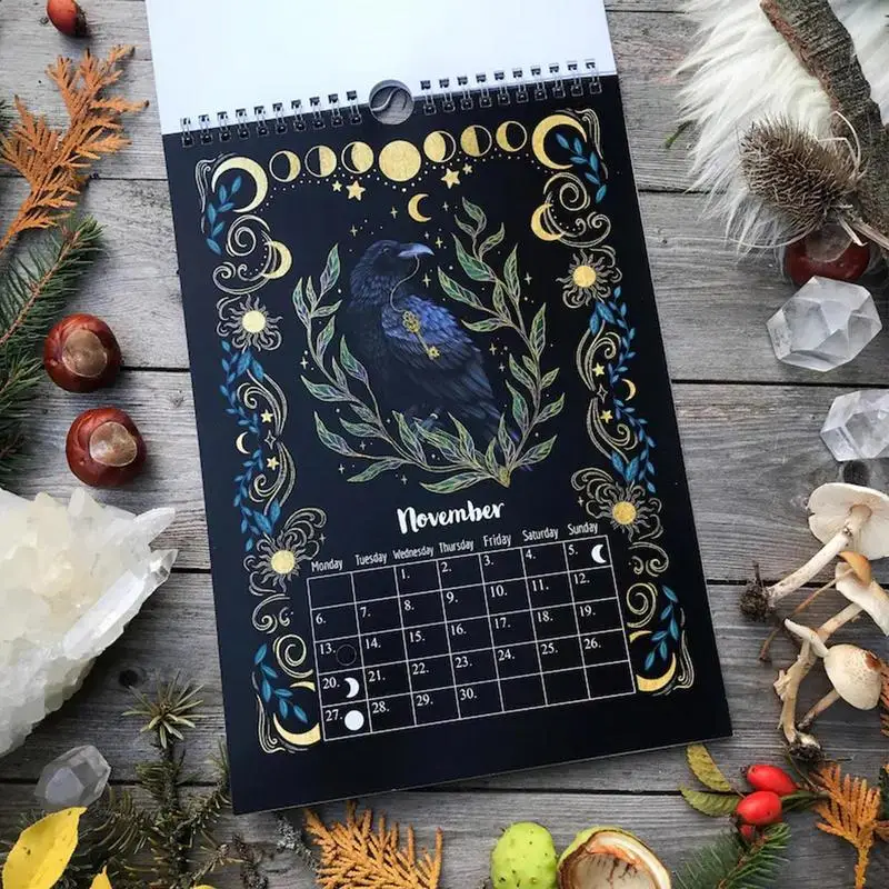 Creative Dark Forest Lunar Calendar 2023 Wall Calendar Diary Learning Work Daily Calendar Time Planning Wall Decor New Year Gift