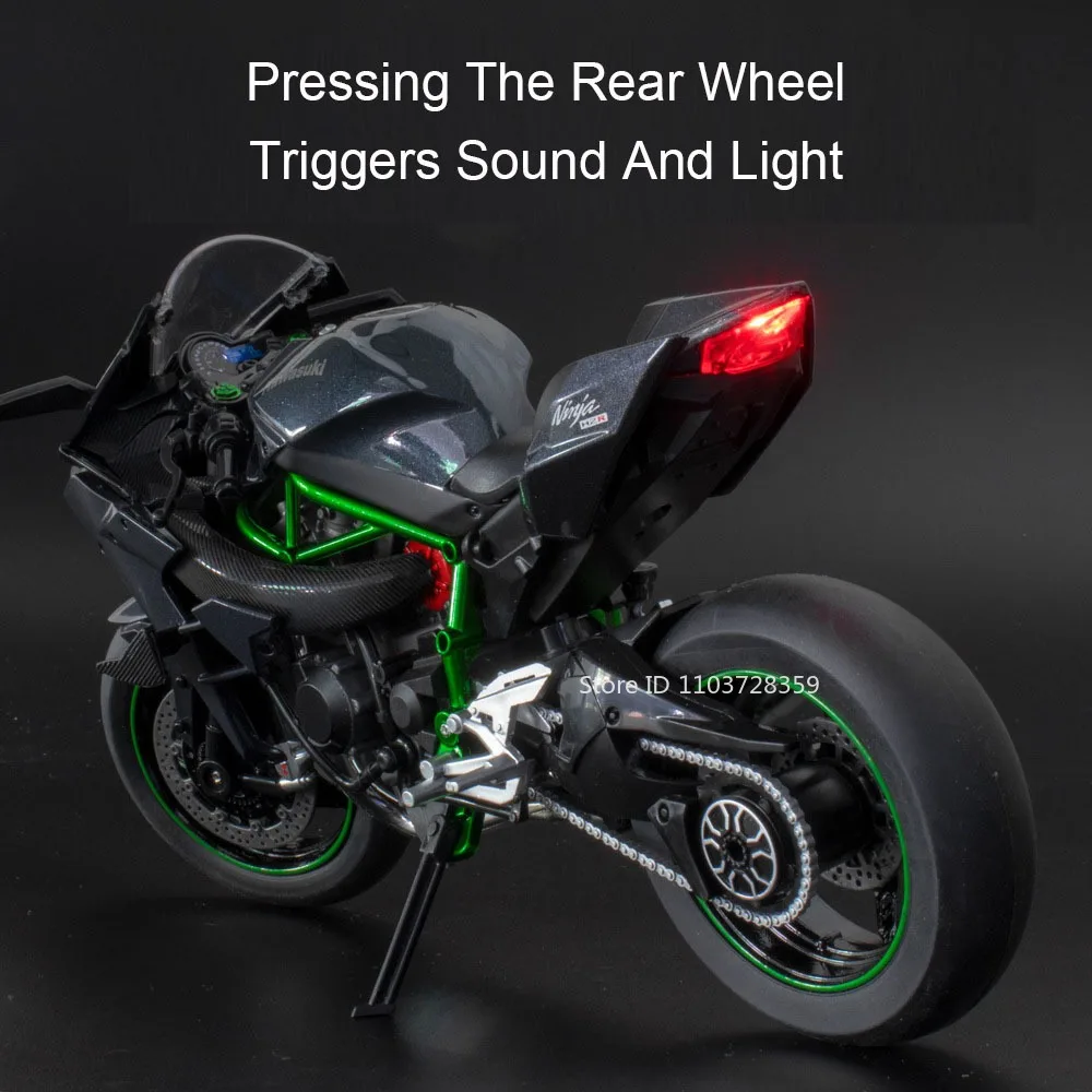 1:9 KAWASAKI NIJIA H2R 모델 장난감 오토바이 합금 다이캐스트 스즈키 하야부사 오토바이 사운드 라이트 충격 흡수 어린이 선물