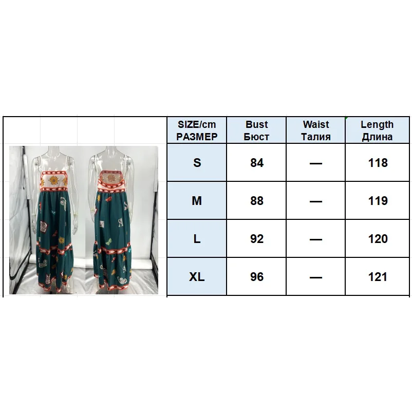 Suumer kobiety długa z nadrukiem Spaghetti sukienka z paskiem Retro bez rękawów długa sukienka elegancka damska sukienki plażowe na wakacje