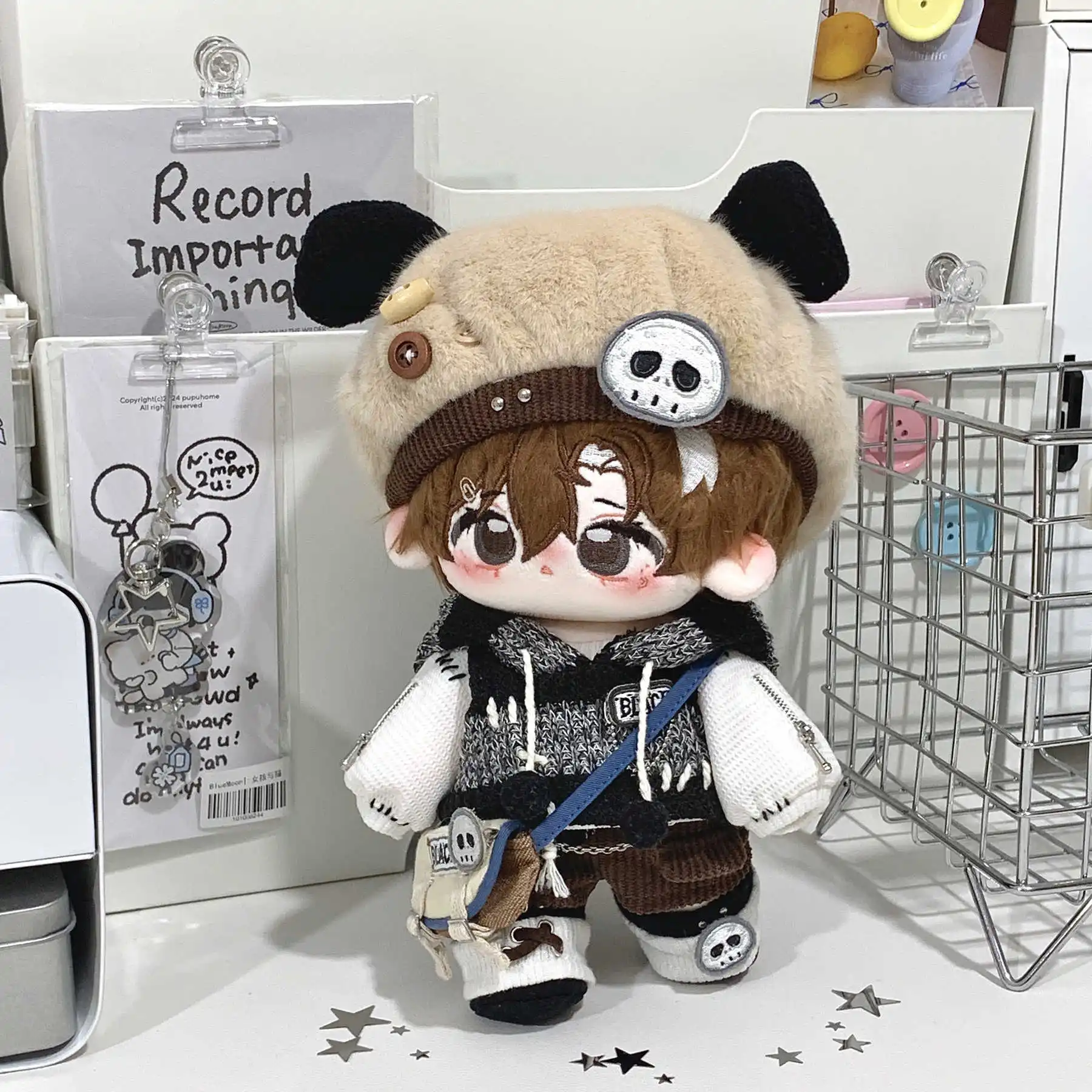 20cm Doll Clothes Retro Autumn Winter Hooded Vest Pants Socks Hat Suit Stuffed Plushies Plush Doll Accessories Anime Toy For Ki