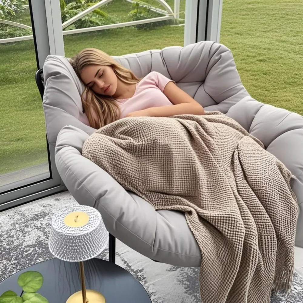 

Outdoor Rattan Papasan Chair, Wicker Patio Chair with Thick Cushion,Oversized Lounge Chairs for Balcony Porch Garden Yard (1 PCS