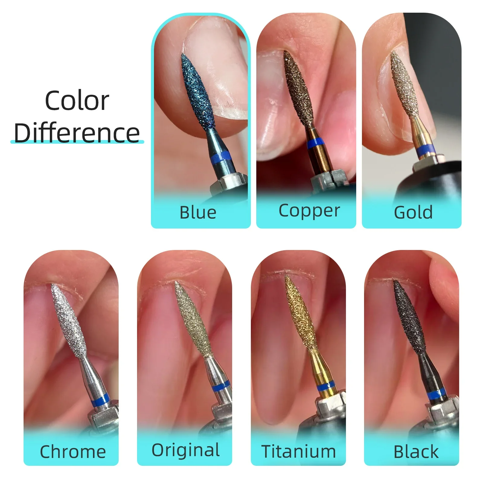 HYTOOS Diamond Nail Drill Bits Blue Coating Multi Shape Cuticle Cleaner for Dead Skin Removal Nail Prep Electric E File Manicure