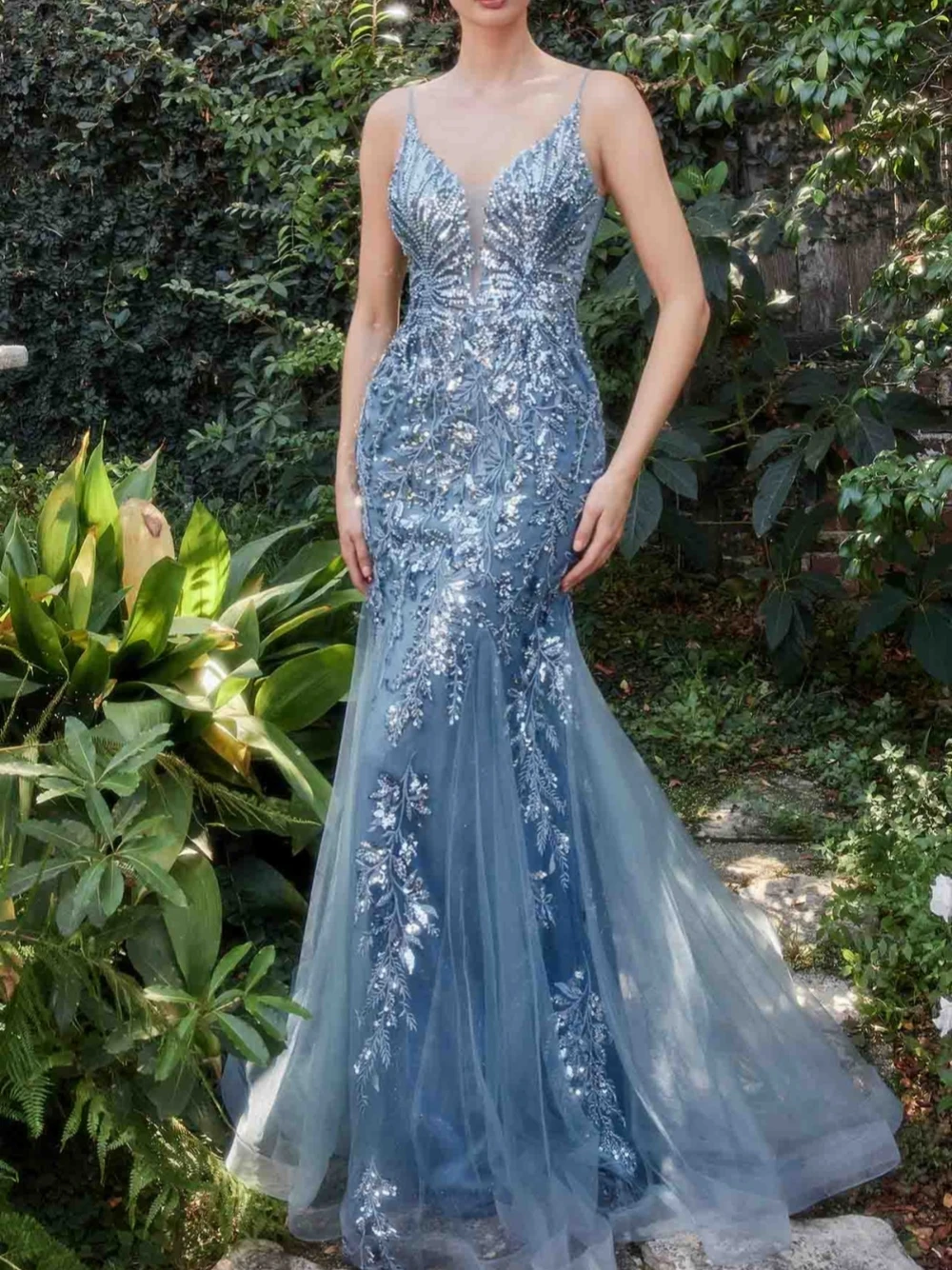 Vestido De noche brillante con cuello en V profundo, Vestido De trompeta con cuentas, elegante, largo hasta el suelo, Novia