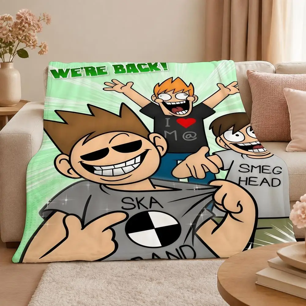 Cartoon E-Eddsworld Funny British Web Animation Throw 320g Soft Flannel Fleece Throw Blanket Cover Sofa Bed Dorm Nap Gift