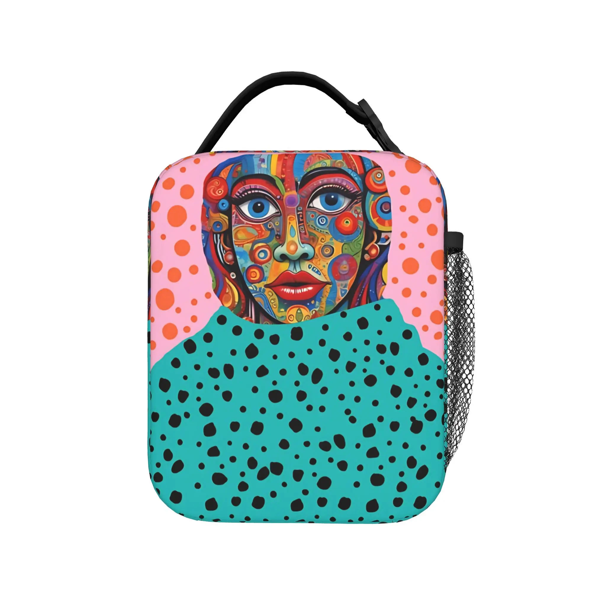 Yayoi Kusama Abstract Face Lunch Bag School Convenient Thermal Tote Handbags For Men  Waterproof Print Cooler Bag