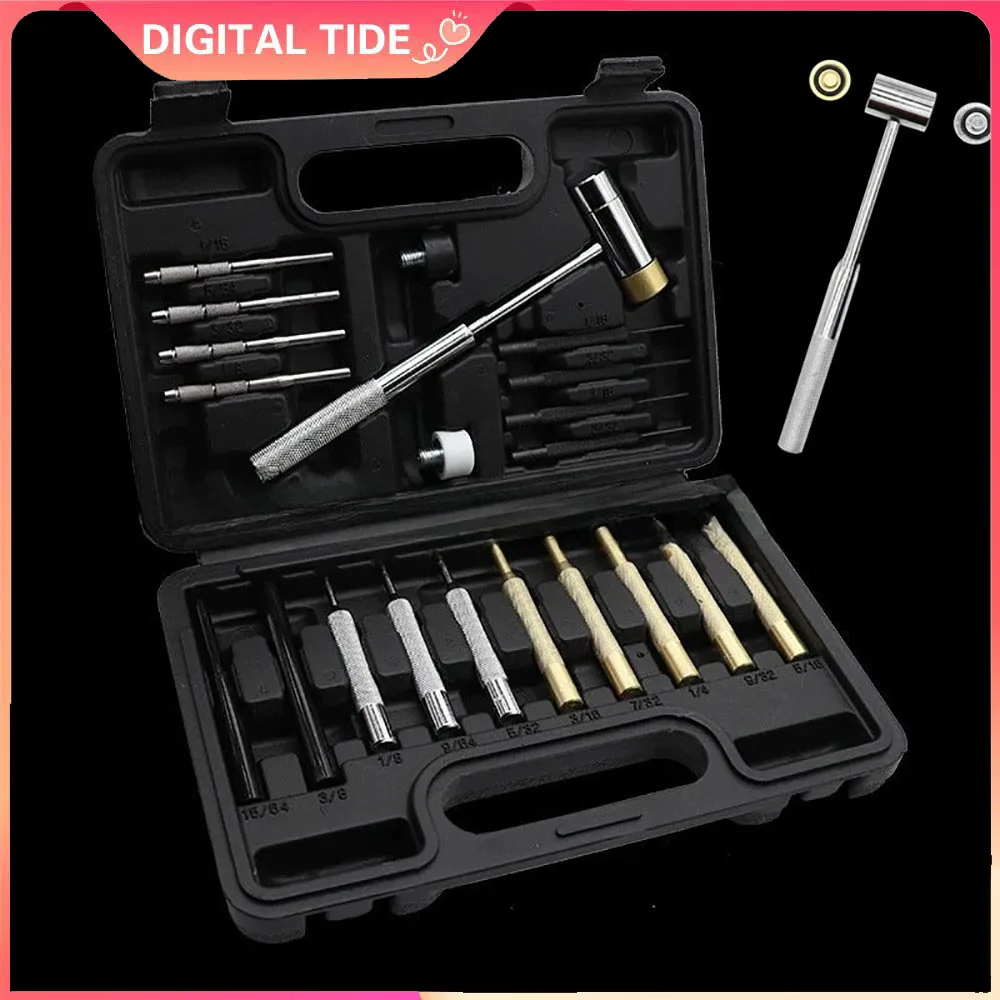 21Pcs Roll Pin Punch Set Dual-sided Brass Hammer Professional Gunsmithing Punch Tools Portable Hand Tools Kit Gun Maintenance