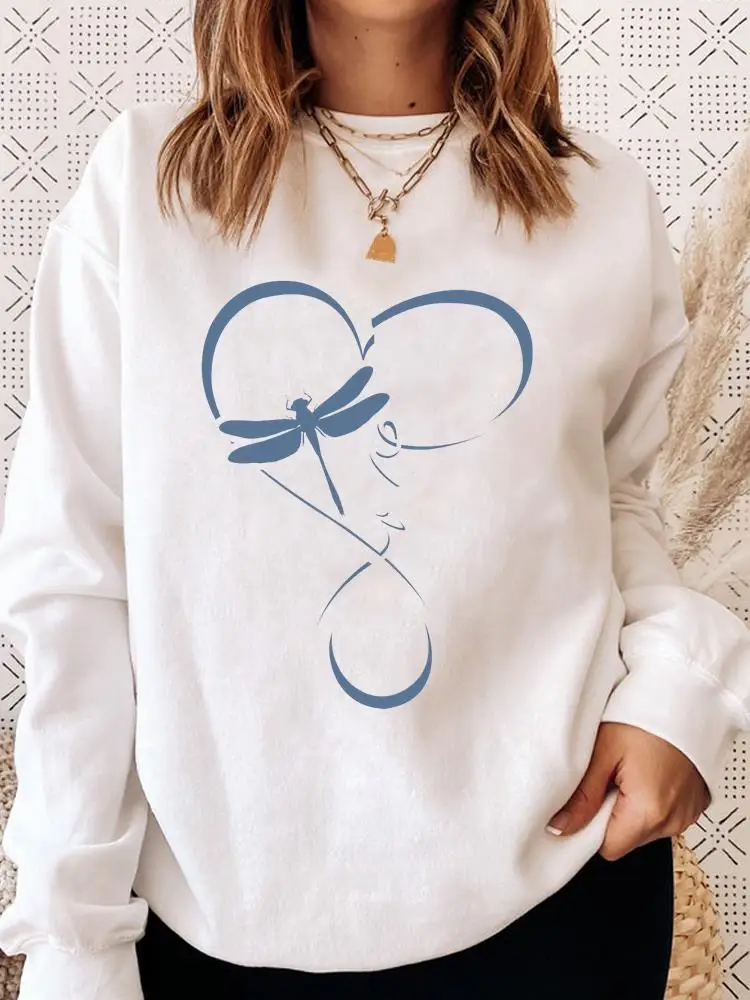 

Fashion Love Heart Dragonfly Cute Autumn Spring Long Sleeve Sweatshirts Women Clothes Female Casual Aesthetic Graphic Pullovers