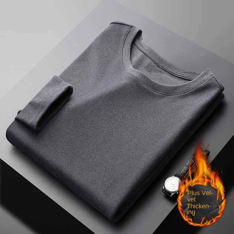 Herren Doppelseitiges Thermo-Flanell Langarm-T-Shirt für Herbst & Winter Verdickt und Isoliert Große Größen Unterzieh-Unterwäsche