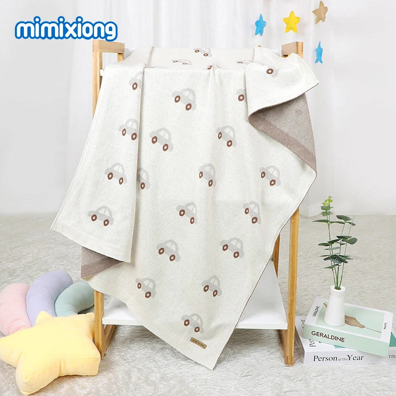 بطانيات أطفال منسوجة من القطن 100% للفتيات والأولاد فائقة النعومة وخفيفة الوزن لعربة الأطفال الرضع وسجادة لف منقوشة