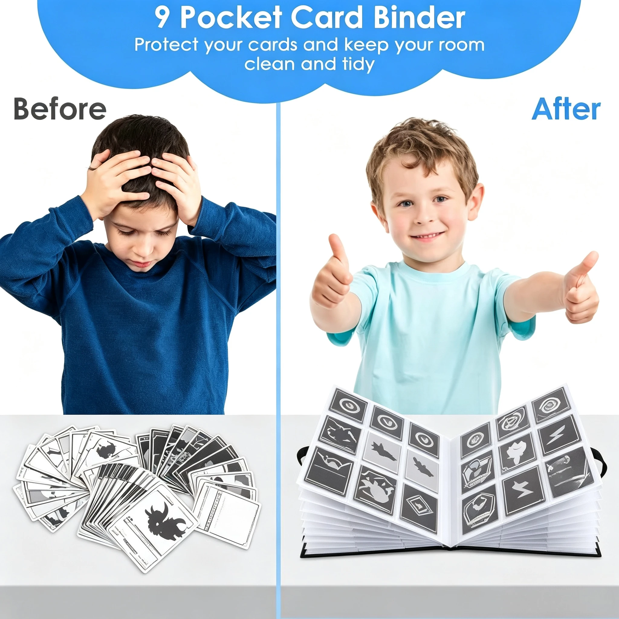 Card Binder 9 Pocket Storage 360 Cards Sleek Side-Loading Trading Card Collection Album For Game & Baseball Card Blind Notebook