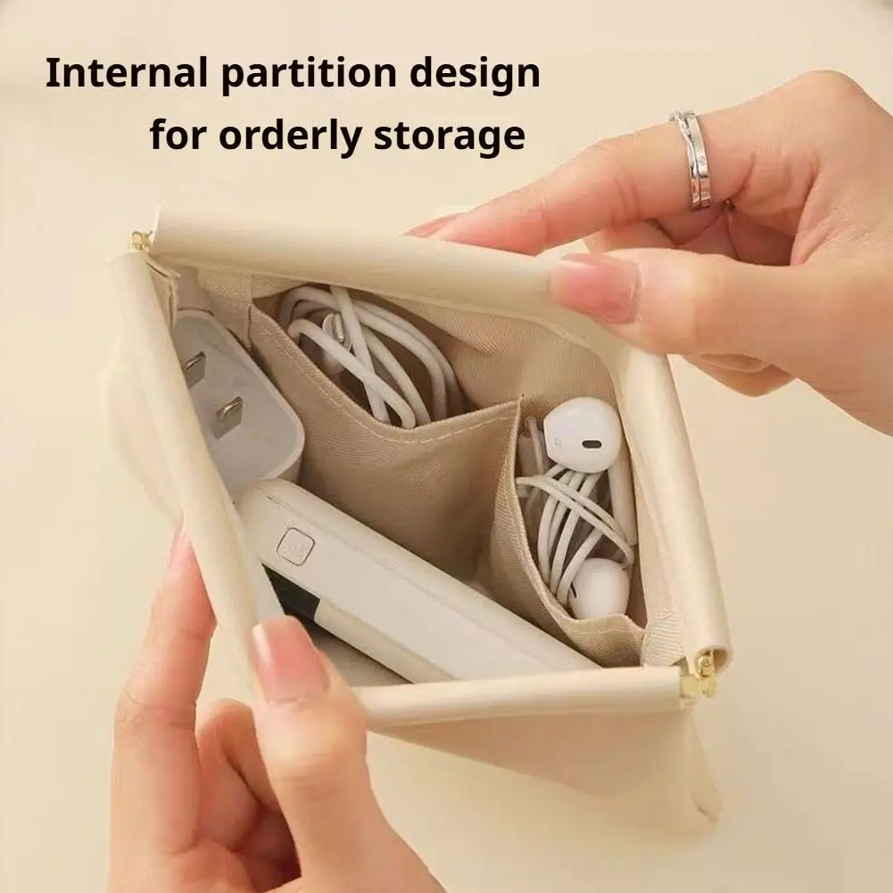 NEW 2 size Mini Portable PU Storage Bag Self-Closing Design Versatile Pouch for Wired Earphones, Lipstick & Small Accessories image 4