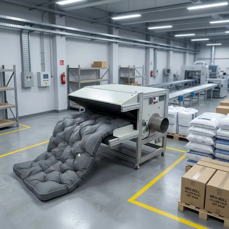 Automatic Pneumatic Cushion Pillow Compression Wrapping Plastic Packaging Machine for Apparel & Bags Customized