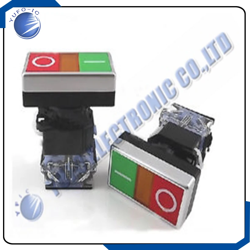 Free Shipping One Lot LA38-11B/203 22mm ON OFF Double Push Button Momentary Switch 220V LED Light AK