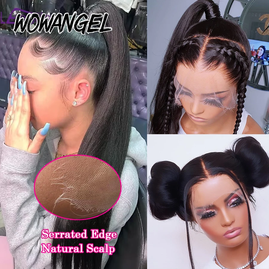 Wow Angel 26in parrucca piena del merletto pelli di fusione parrucca dei capelli umani parrucca del merletto HD Skinlike cuoio capelluto naturale 150% parrucche diritte dei capelli di Remy per la donna