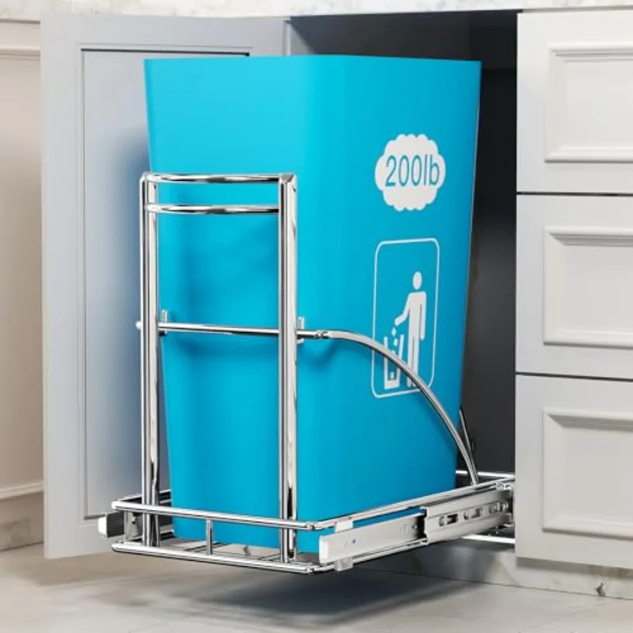 

Under Sink Trash Can Pull Out 7-13Gal 50Qt Under Cabinet Trash Bin Pull Out Kit 13" Wx17 Hx17 D Sliding Garbage Can Under Count