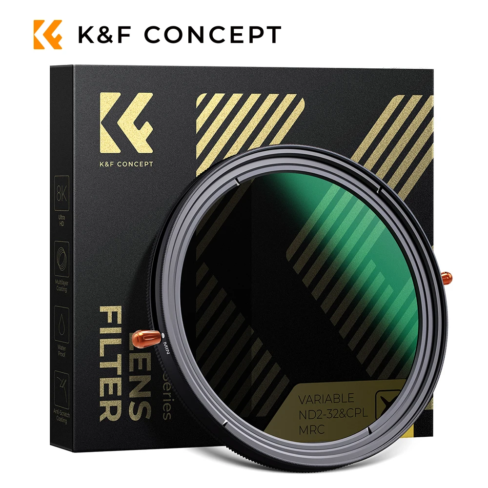 K&F CONCEPT ND2-32+CPL Фильтр 2-в-1 ND CPL Многофункциональный фильтр, 37 мм 49 мм 52 мм 55 мм 58 мм 62 мм 67 мм 72 мм 77 мм 82 мм 95 мм