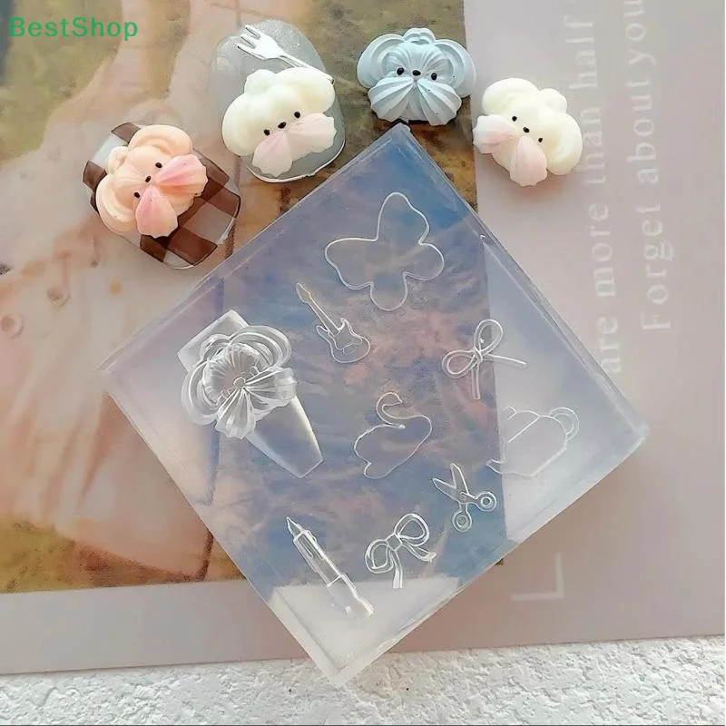 ★ ★ ★ Notas de silicona 3D, molde para decoración de uñas con forma de delfín, plantillas para uñas con lazo, herramientas de diseño de manicura, decoración artística de uñas DIY