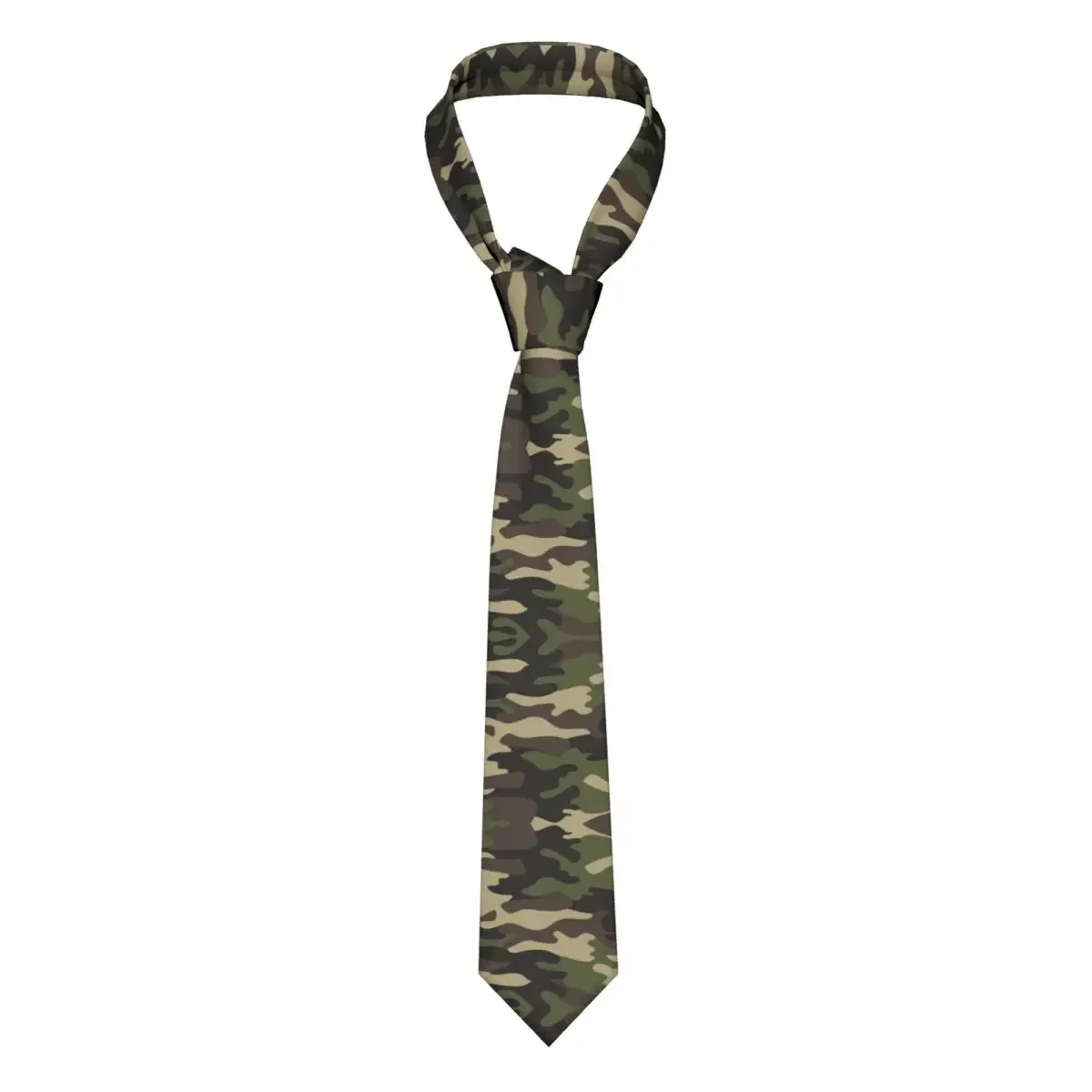 Custom Green Brown Military Camouflage Tie Mens Formal Silk Army Jungle Camo Neckties for Office