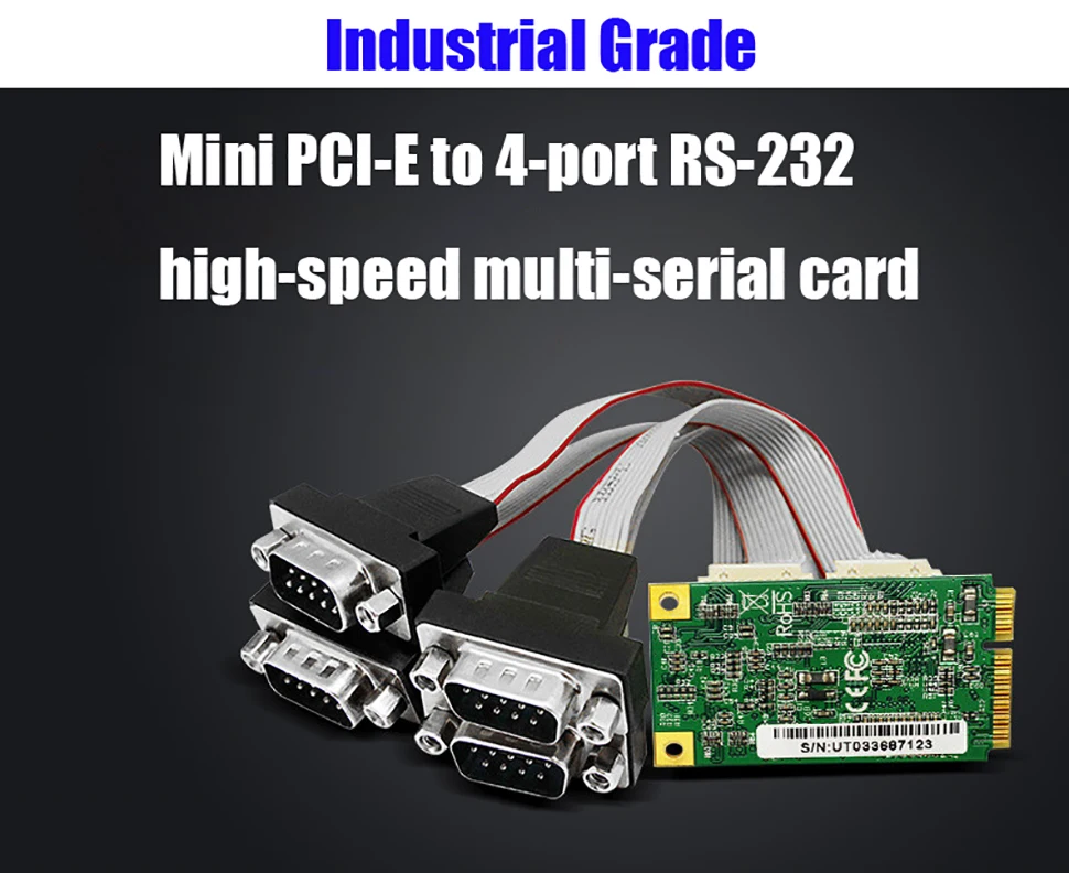UOTEK ミニ PCI-E から RS-232 シリアルカード PCIE PCI Express から RS232 4 ポート高速コンバータ DB9 ESD UT-7784B