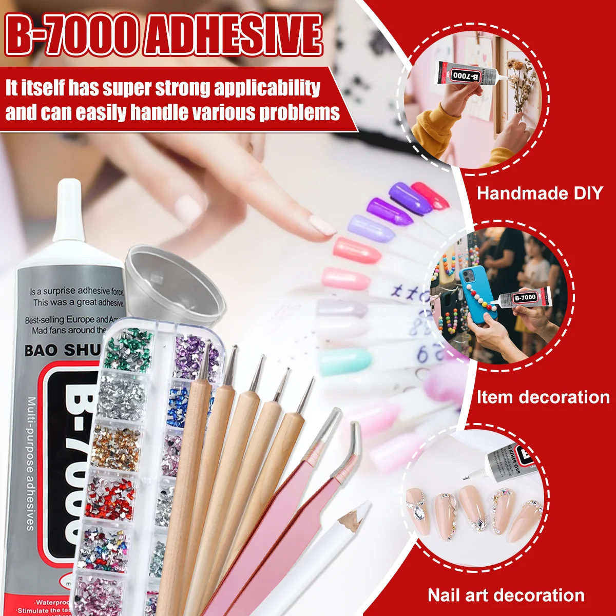 B7000 غراء صناعي متعدد الأغراض شفاف، بما في ذلك مجموعة أدوات DIY مجوهرات من أحجار الراين الحرف اليدوية إصلاح غطاء الهاتف شاشة تعمل باللمس سائل سوبر غراء 15/25/50/110 مل، 1-3 قطع. #1