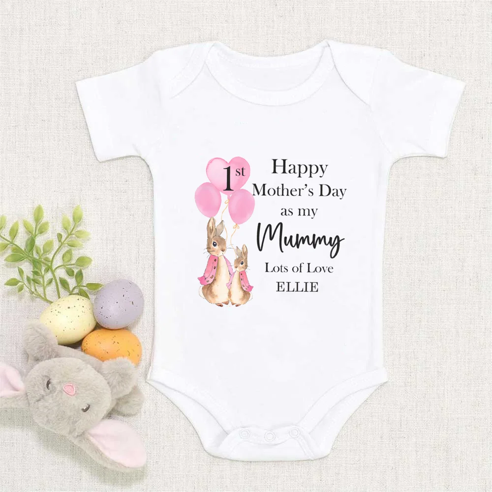 Personalised Happy First Mother's Day Mummy Baby Romper First Mother's Day 1st Mother's Day Newborn Bodysuit New Mum Gift