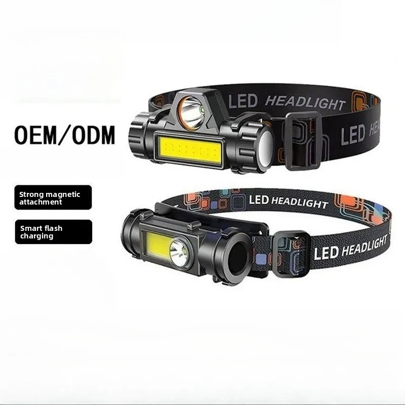 Intelligent induction headlight strong light multi-function outdoor working miner light portable long battery life fishing light