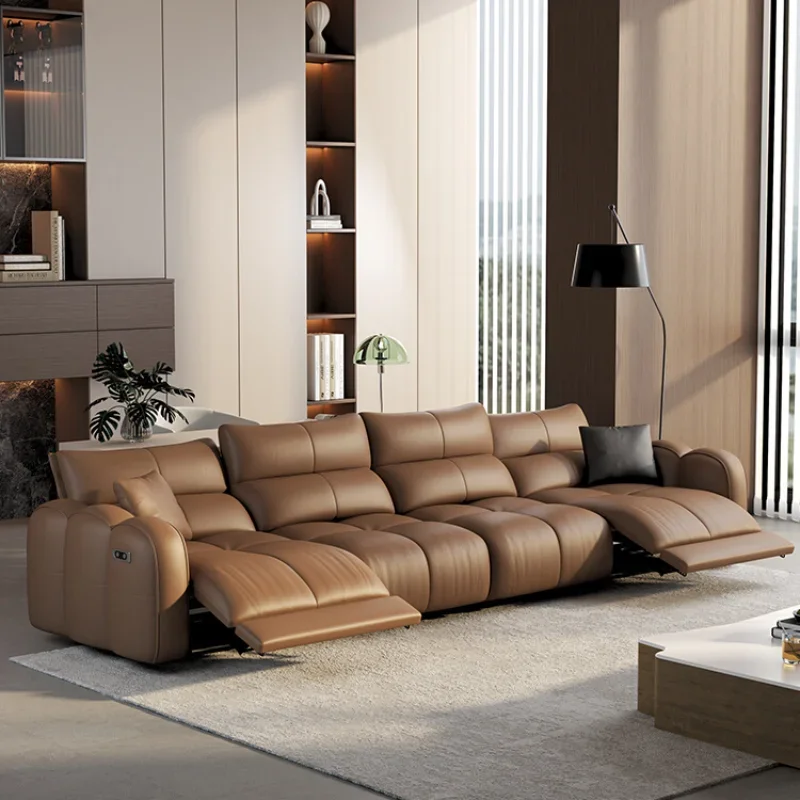 

Leather electric sofa functional sofa leather head and other multi-functional Italian minimalist