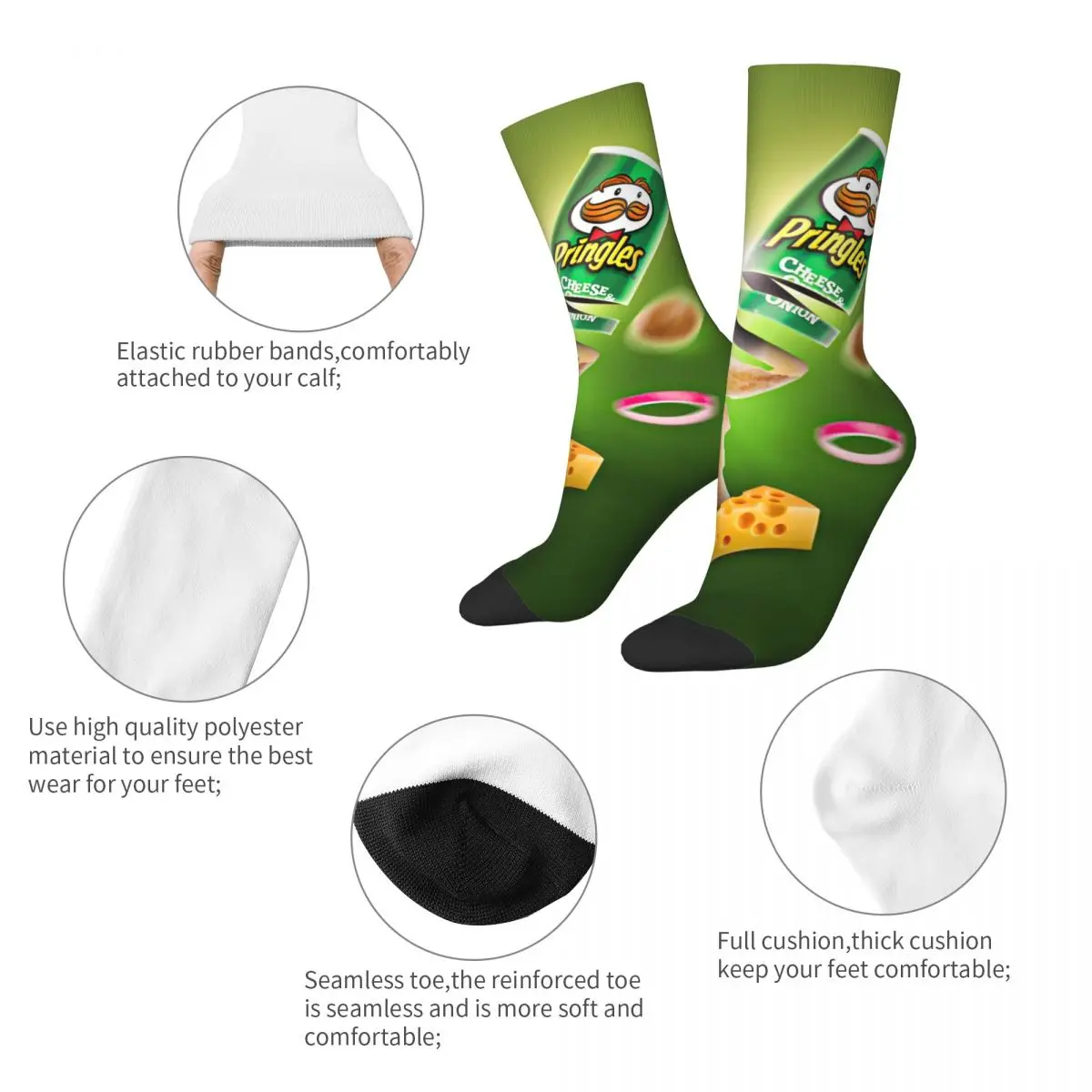 Pringles Chip Stockings Pattern Fashion Socks Winter Anti Slip Socks Men Climbing Breathable Socks