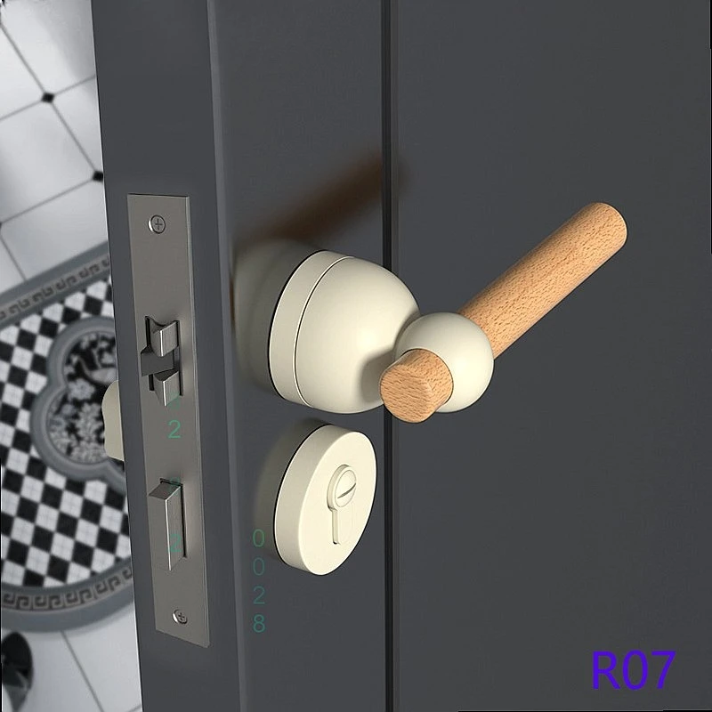 French Cream Style White Interior Door Lock Bedroom Bathroom Solid Wood Handle