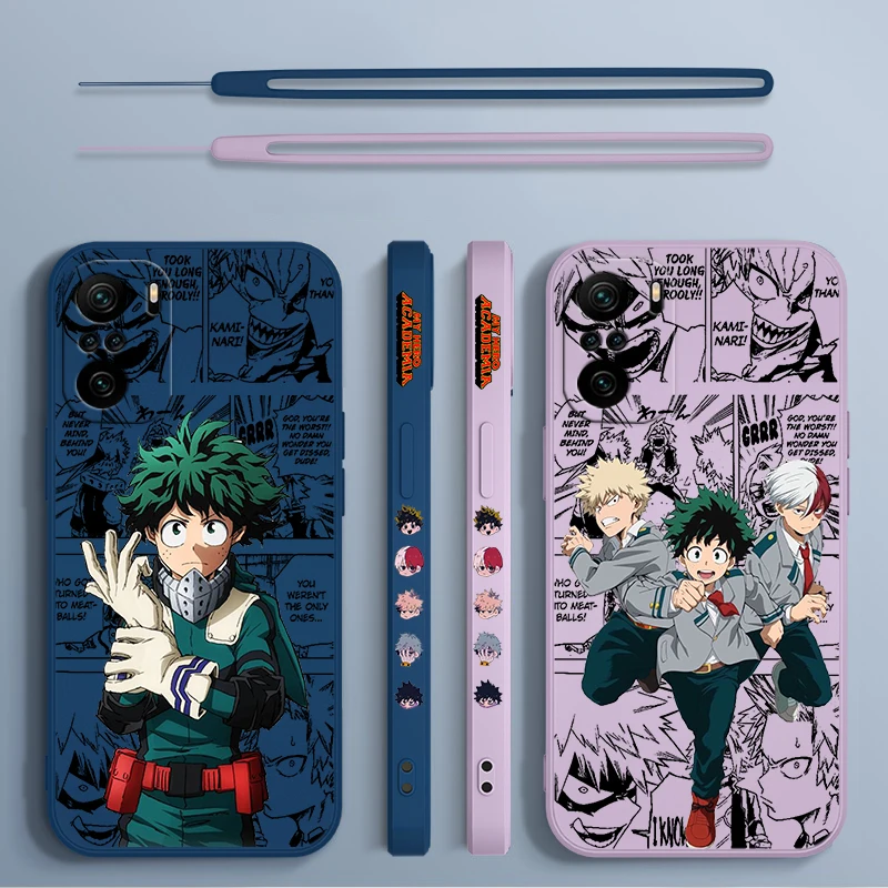 My Hero Academia Midoriya Izuku For Xiaomi Redmi Note 13 12 12Pro 11 11S 11T 10S 10 Pro Plus 5G Liquid Left Rope Phone Case