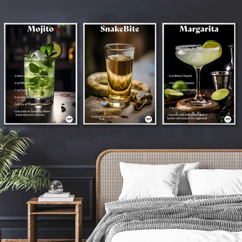 Mixology Artwork Poster Cocktail Long Island Iced Tea Mojito Canvas Paintings Prints Poster For Living Room Home Wall Art Decor