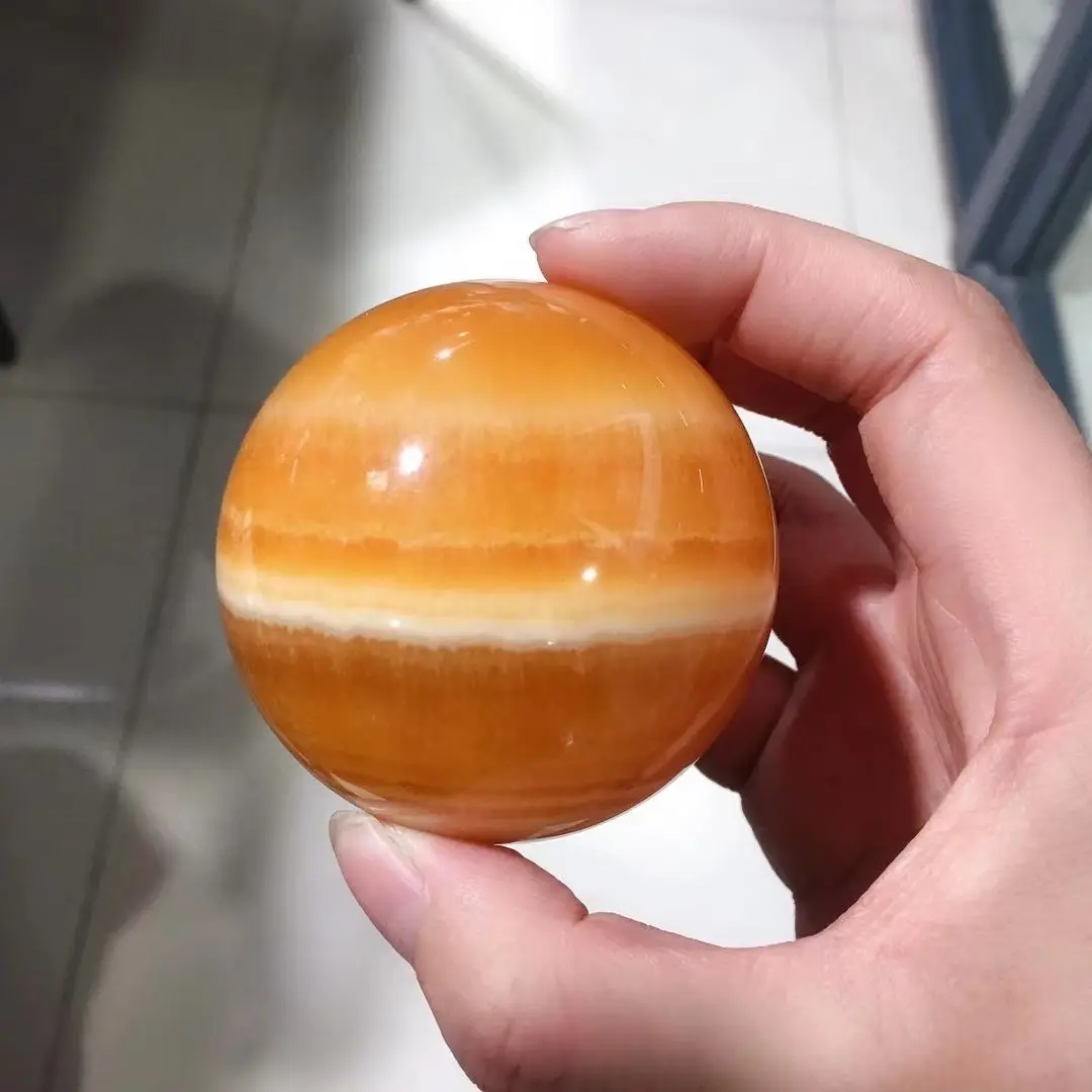 

High Quality Natural Polished Orange Calcite Quartz Sphere Yellow Calcite Crystal Ball Healing Stone Home Decoration Gift 1pcs