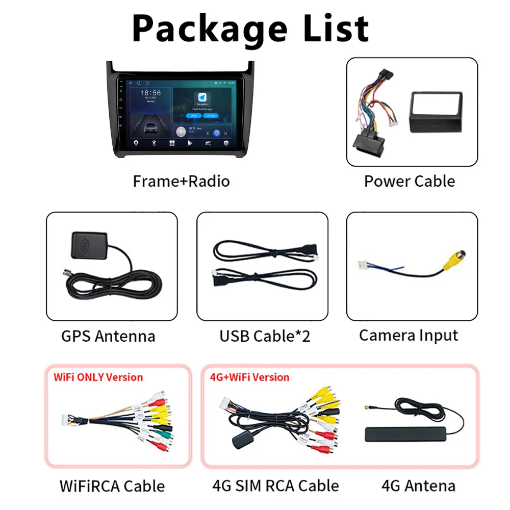 For VW Polo 2011~2018 4G 2 Din GPS Navigation Large Screen Car Radio Reversing Image 9'' Carplay Android Car Stereo Dvd Player
