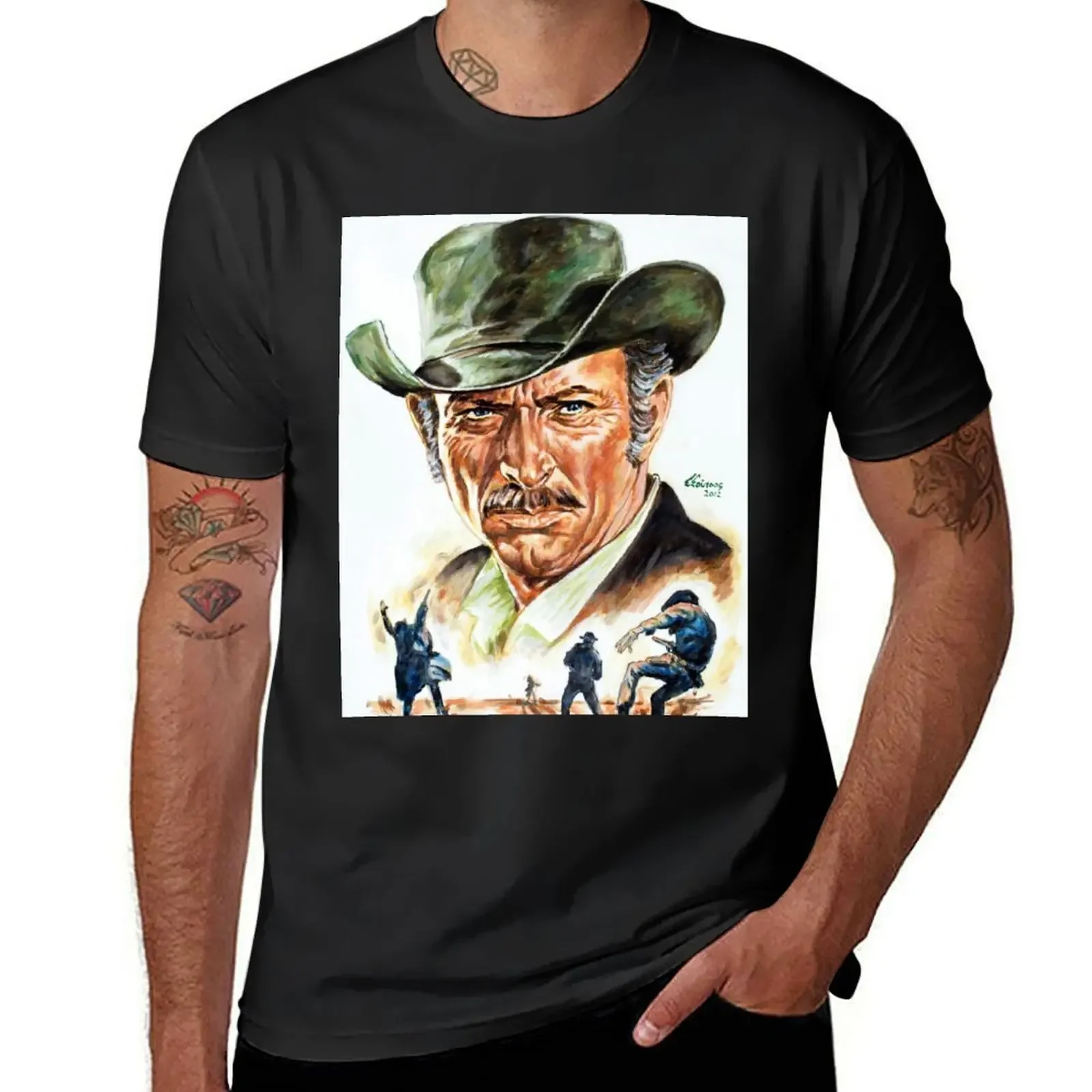 Lee Van Cleef painting portrait T-Shirt boys whites anime stuff football t shirt street wear vintage t shirt men