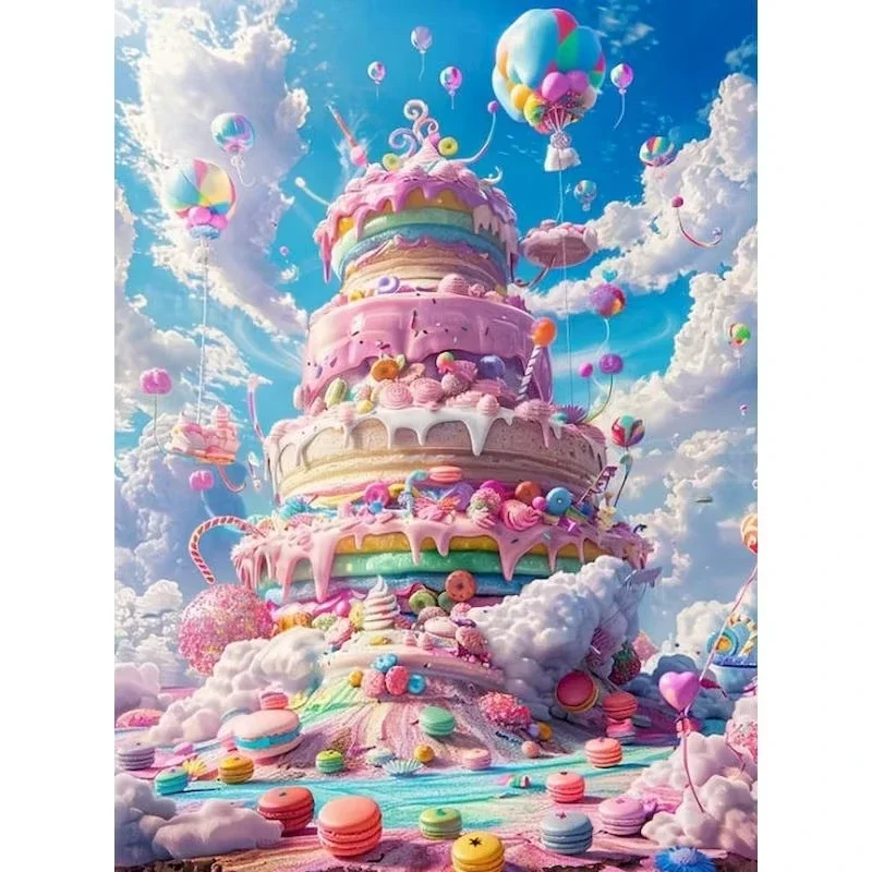 40x50cm Dreamy Cake Paint By Numbers Painting Decor Diy Crafts Scenery 40x50cm For Adults Diy Gift