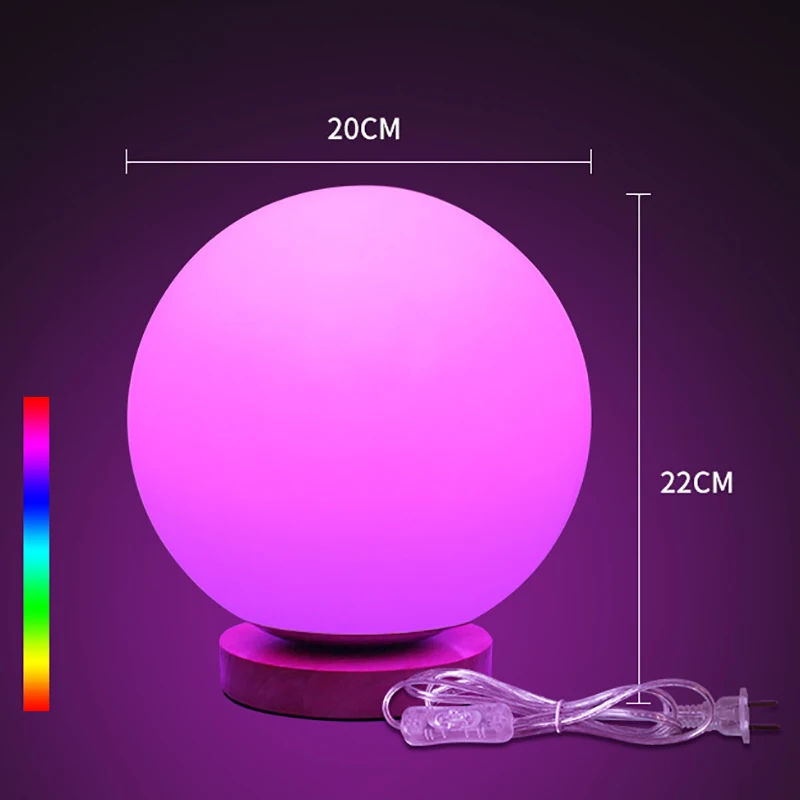 RGB Ball Lamp Atmosphere Globe Light 16 Colors Dimmable AC-powered Lighting for Home Decor Bedroom Foyer Living Room Patio Party