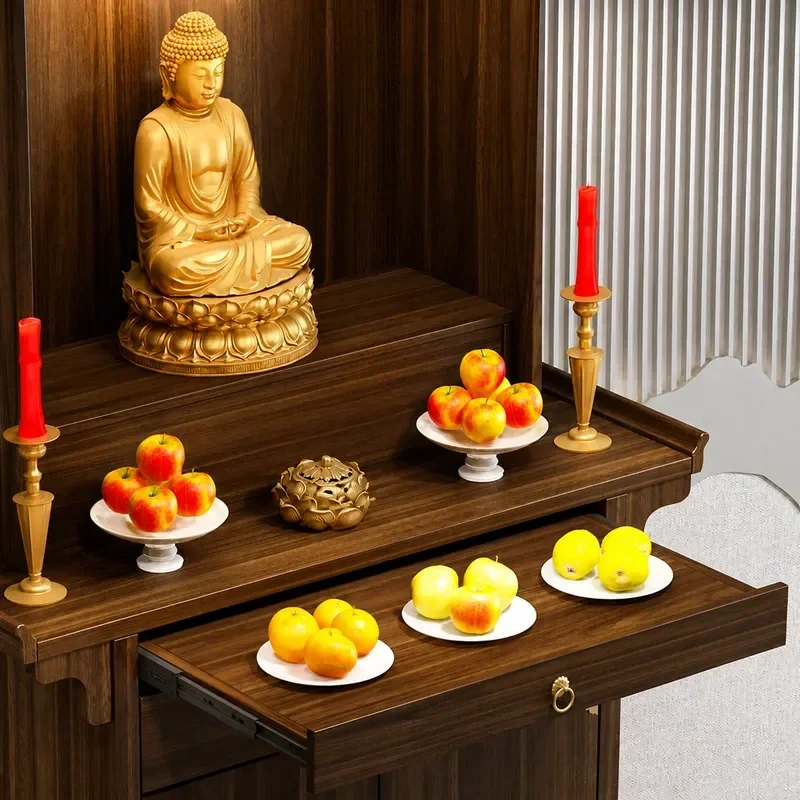 New Chinese Style Solid Wood Vertical Cabinet Buddhist Shrine Offering Table Household God of Wealth Incense Stand Living