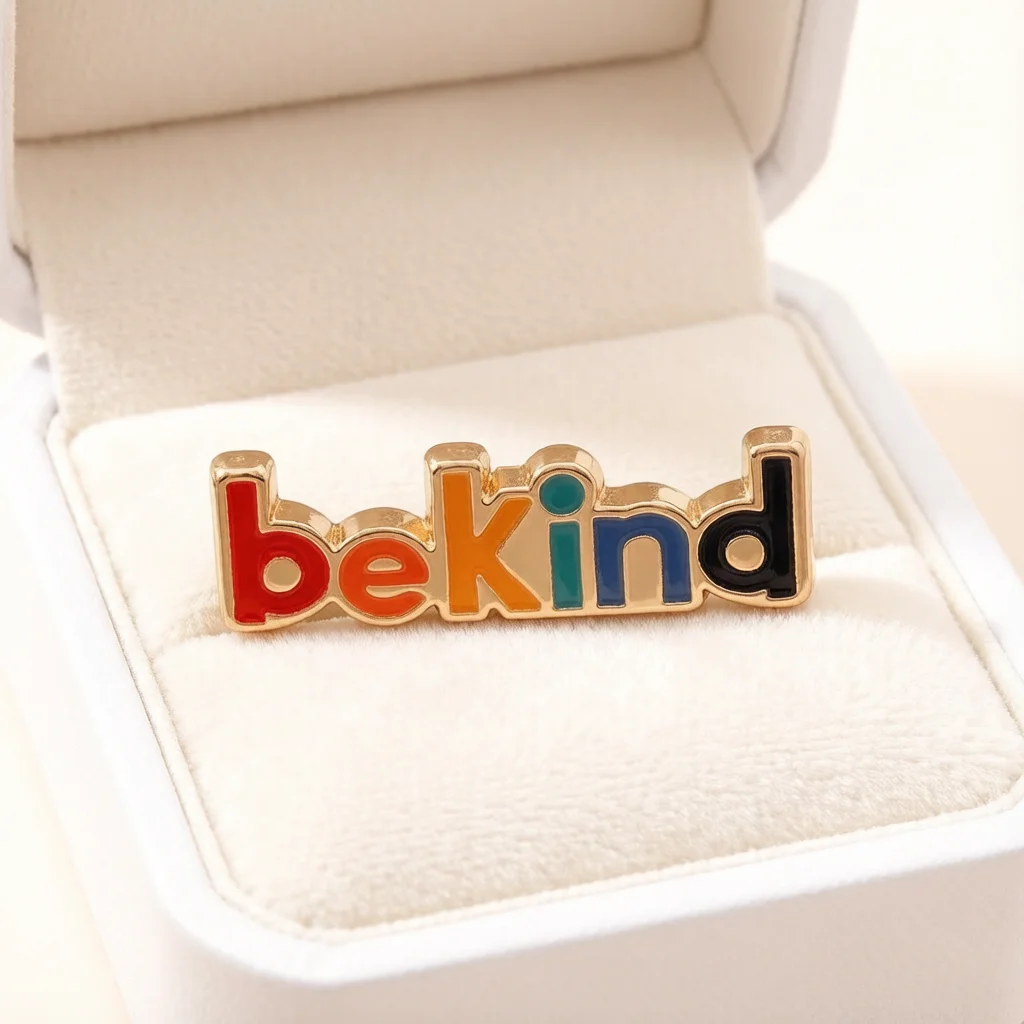 Be Kind Enamel Rainbow Pin​ Colorful Letter Lapel Badge Minimalist Aesthetic Metal Brooch for Backpack Clothes Positive Quote