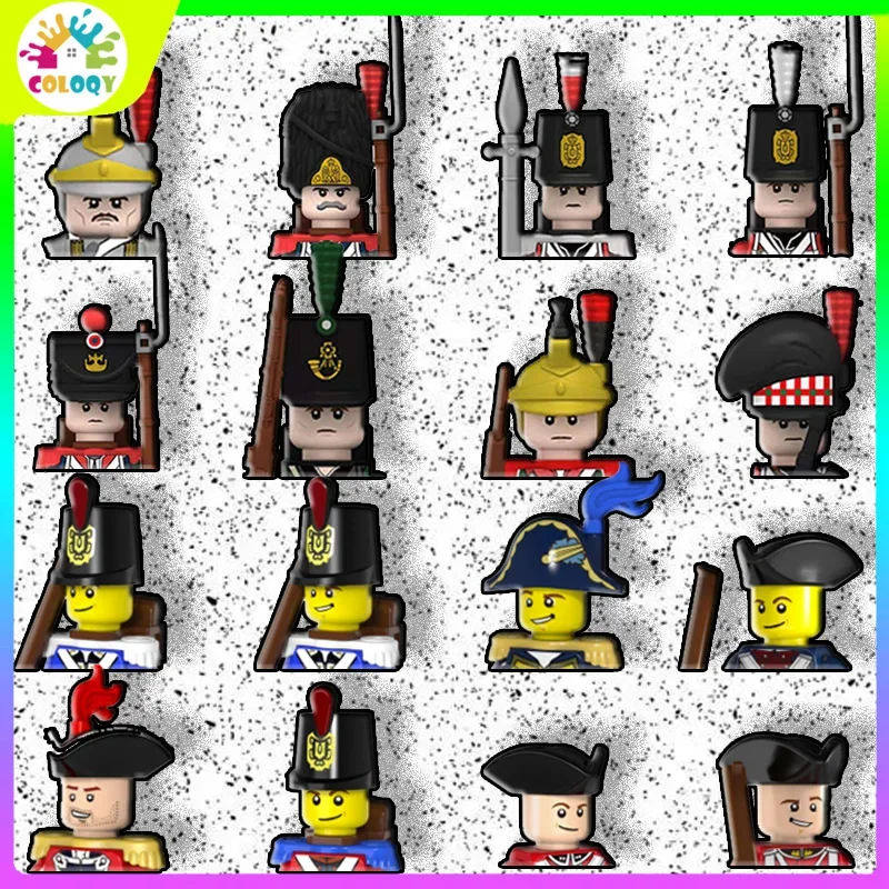 Children's Building Blocks Playing Mini Action Dolls Napoleon Imperial Navy Gold Armored Warrior with Accessory Seat Weapon Gift