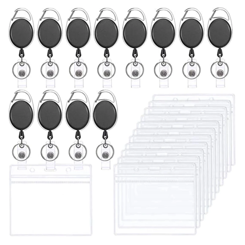 

1 SET ID Badge Holder With Clip Badge Reels Retractable Heavy Duty Clear Id Card Holder