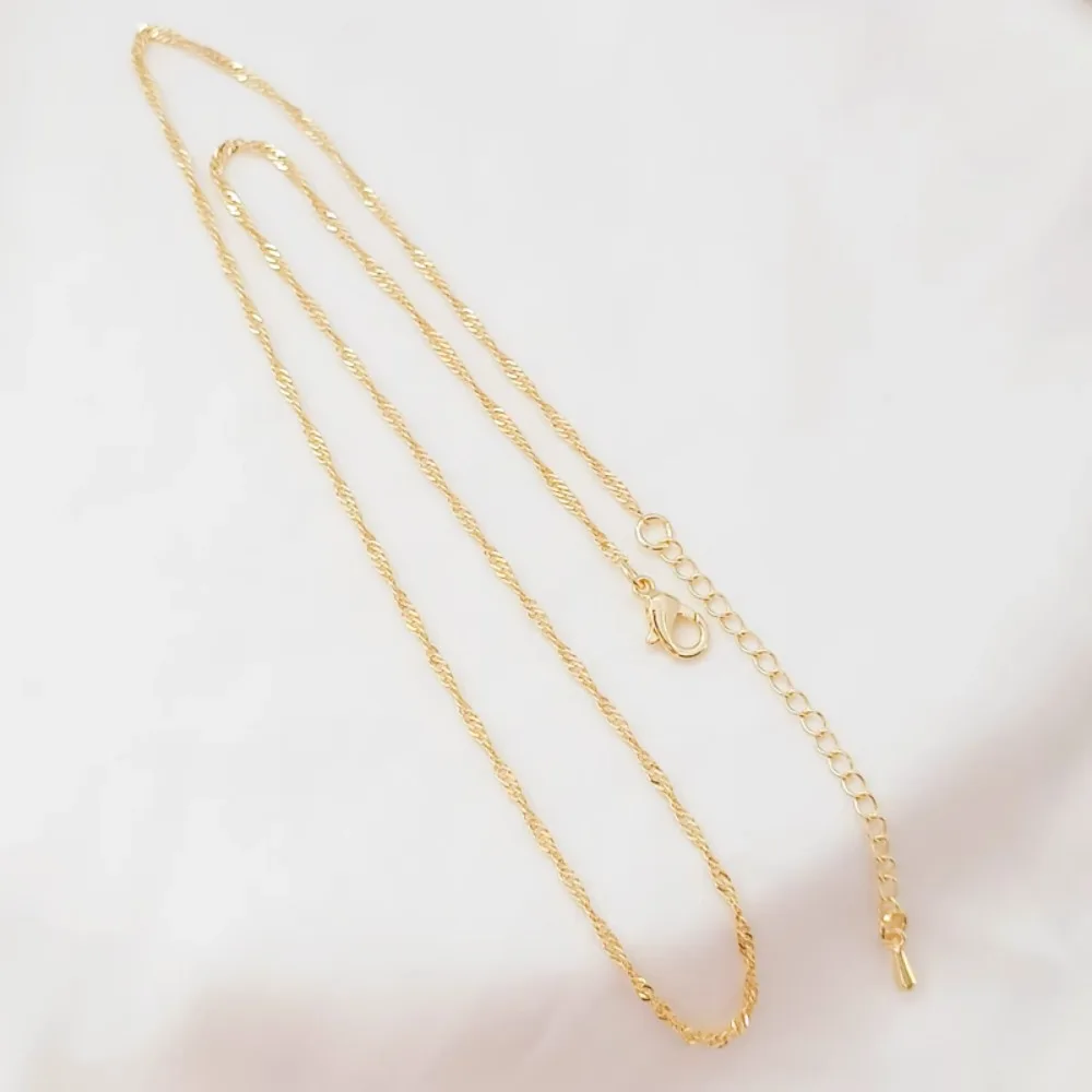 14K Copper-plated Real Gold Water Wave Chain Lobster Water Drop Extension Chain, Total Length 48 Cm DIY Finished Necklace