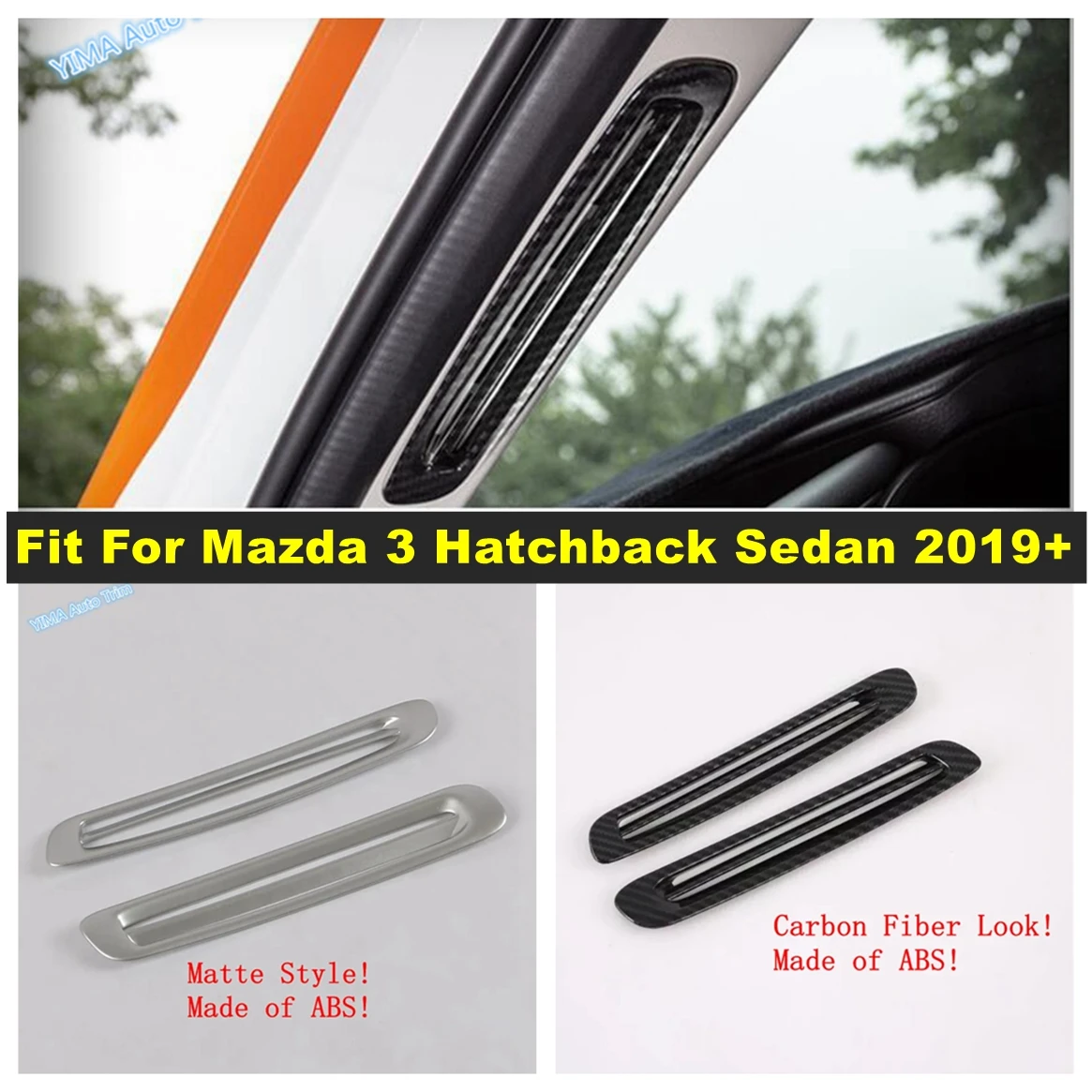 

For Mazda 3 Hatchback Sedan 2019 - 2023 Pillar A Air Condition AC Outlet Vent Cover Trim Carbon Fiber / Matte Auto Accessories