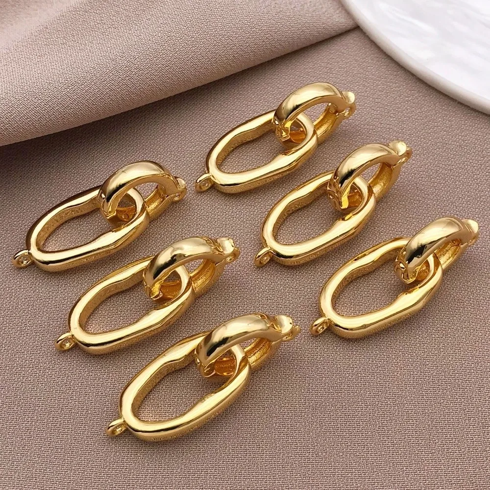 3pcs Thicken Gold Plated Jewelry Connector Buckle Copper Irregular Oval Clasp Silver DIY Connecting Buckle Jewelry Making