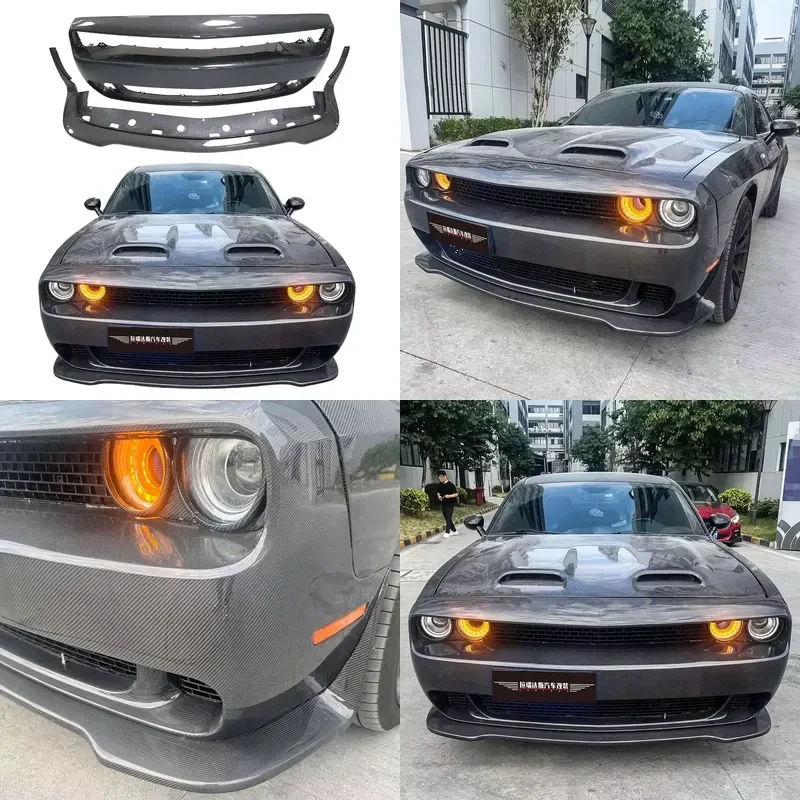 for Dodge Challenger 2015-2023 Devil Style Carbon Fiber Front Bumper Lip