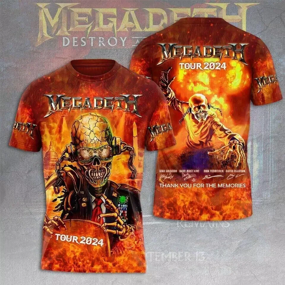 Heavy Metal Rock Band Megadeth 3D Print T-Shirts Men Women Hip Hop Short Sleeve T shirt Tops Oversized Streetwear Men's Clothing