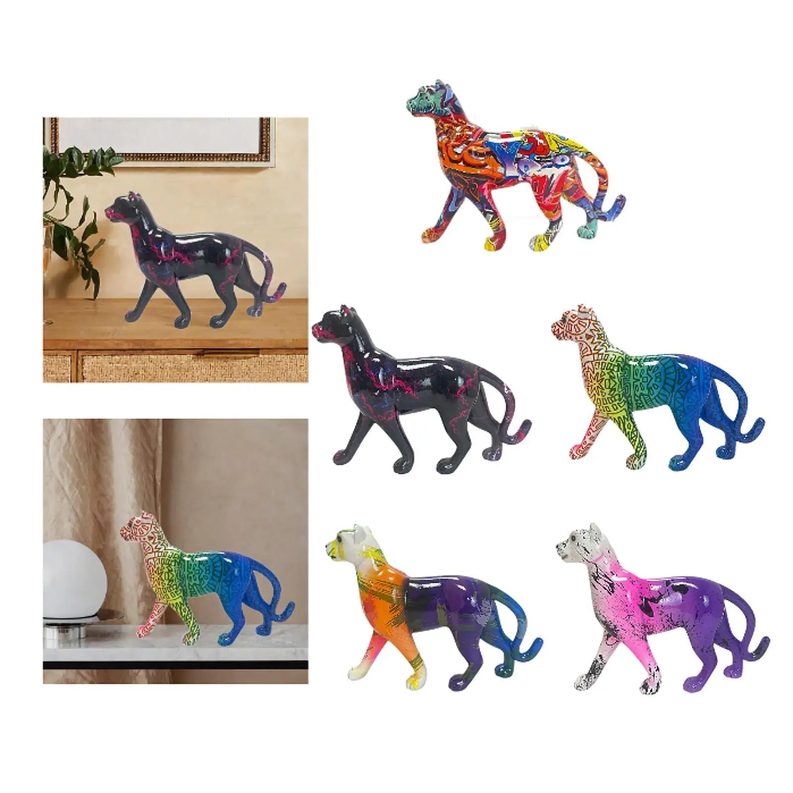 

Leopard Statue Ornament Resin Craft Animal Figurine for Home Office Cabinet