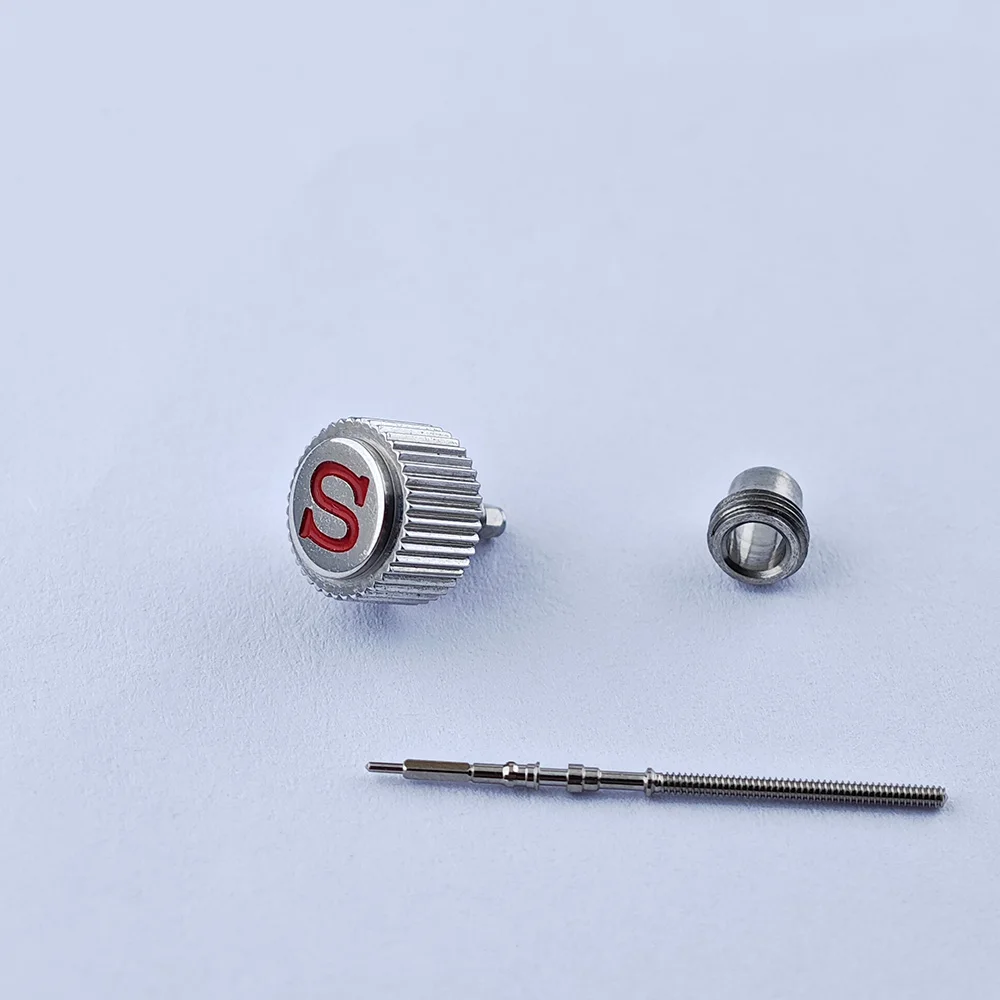 ねじ込み式リューズケース シルバー/ブラック 交換用時計リューズ刻印「S」サイン nh35/36 ムーブメントに適合 3 スタイルエンクロージャーリューズチューブステム