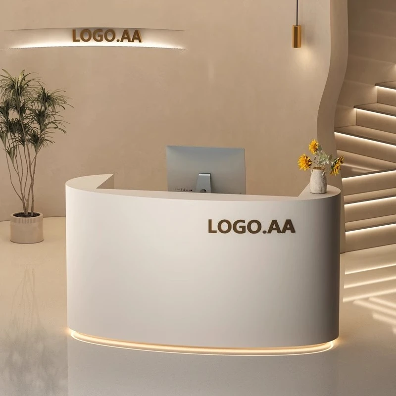 

Light luxury beauty salon bar table reception desk clothing store checkout page counter store small simple cream style